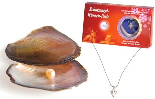 Schutzengel Wunschperle   Echte Perle in einer Muschel als Geschenkidee Bild