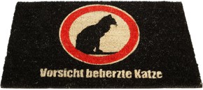 Fußmatte warnt Besucher vor Hund und Katze